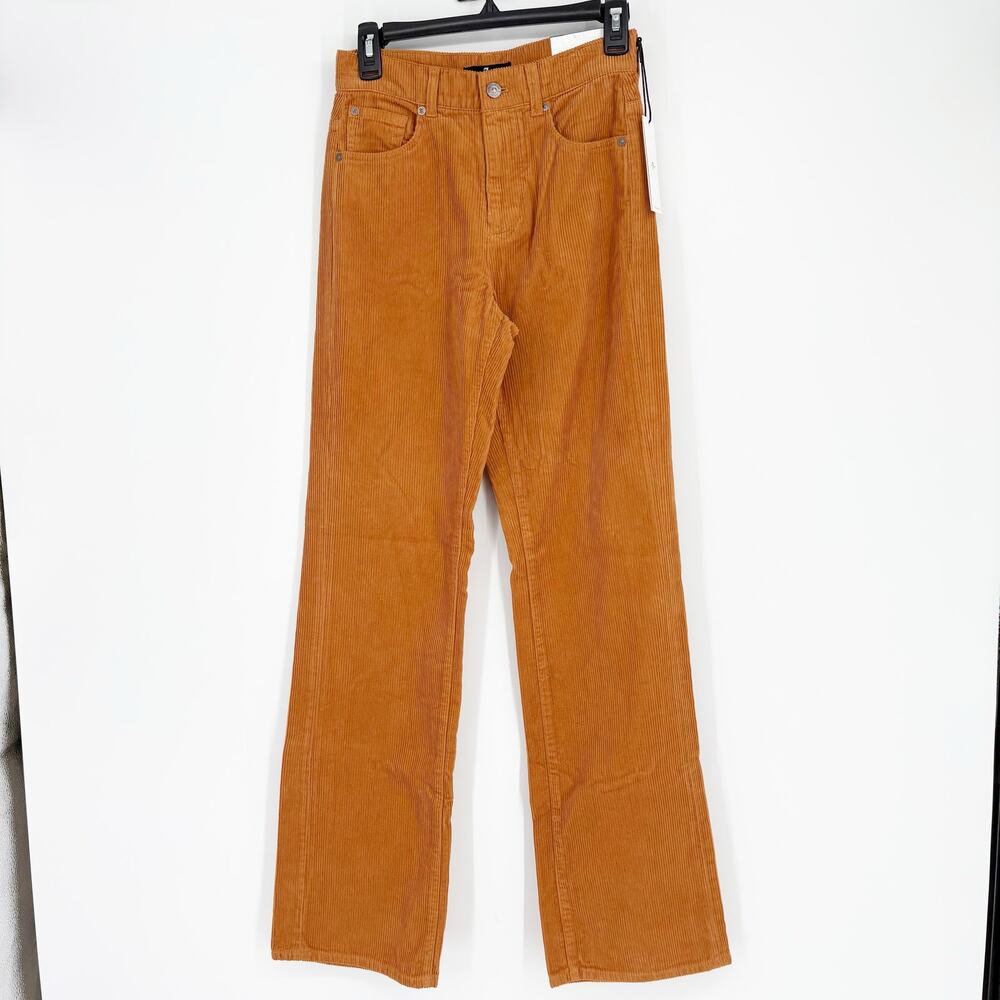 NWT 7 for All Mankind Orange Rust Corduroy Tess High Rise Trousers‎ Size 25 Fall